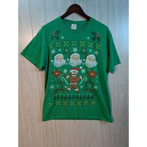 Dec.25th Christmas Men's Sz Large Gingerbread Man Santa Candy Cane Cross Stitch